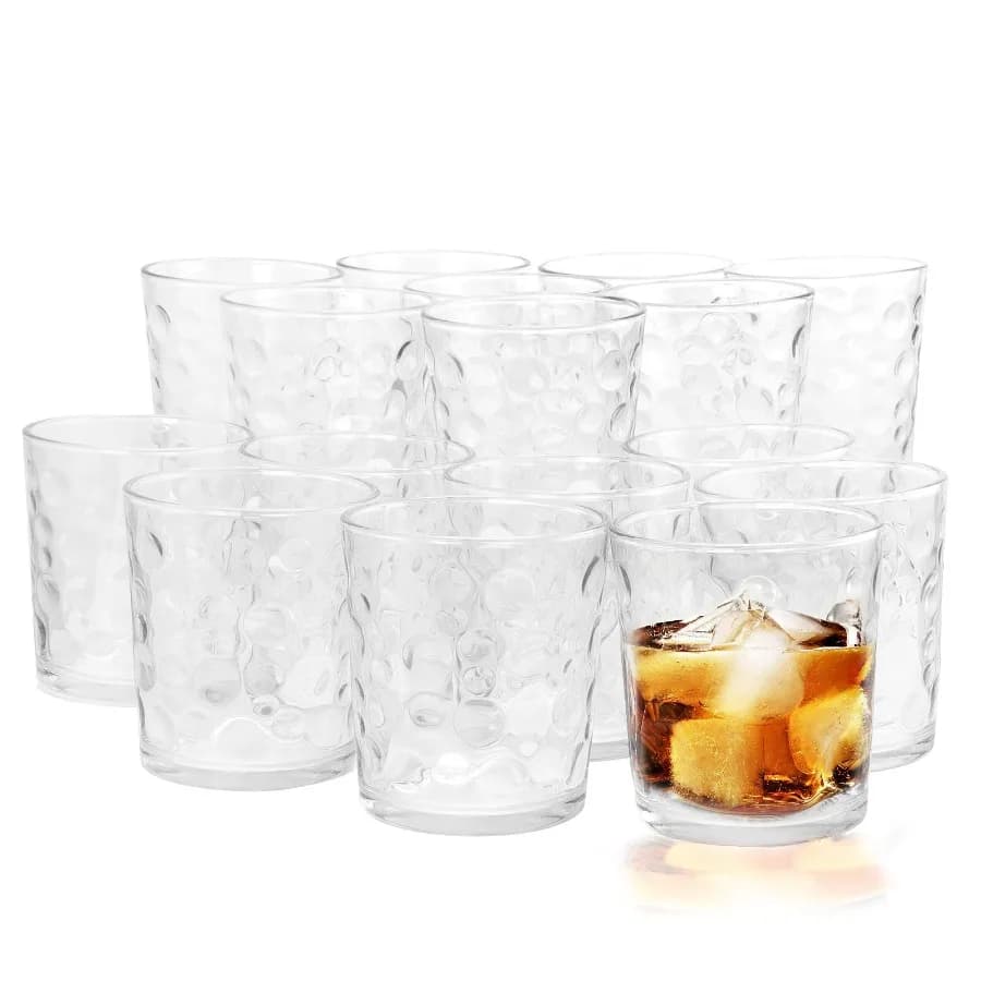 Great Foundations 16-Piece Glass Set Bubble Pattern Stackable
