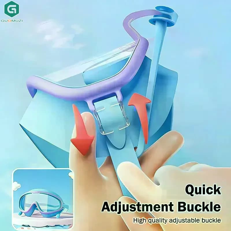 Occhialini da nuoto per bambini, antiappannamento, impermeabili, con montatura grande, protezione UV, per lezioni di nuoto, divertimento estivo