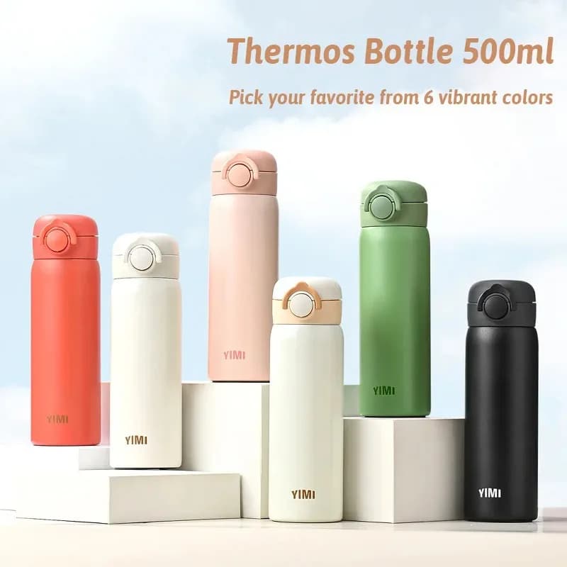 Borraccia termica da 500 ml, thermos sottovuoto, tumbler in acciaio inossidabile 304, bottiglia termica per acqua, mantiene caldo e freddo, tazza isolata.
