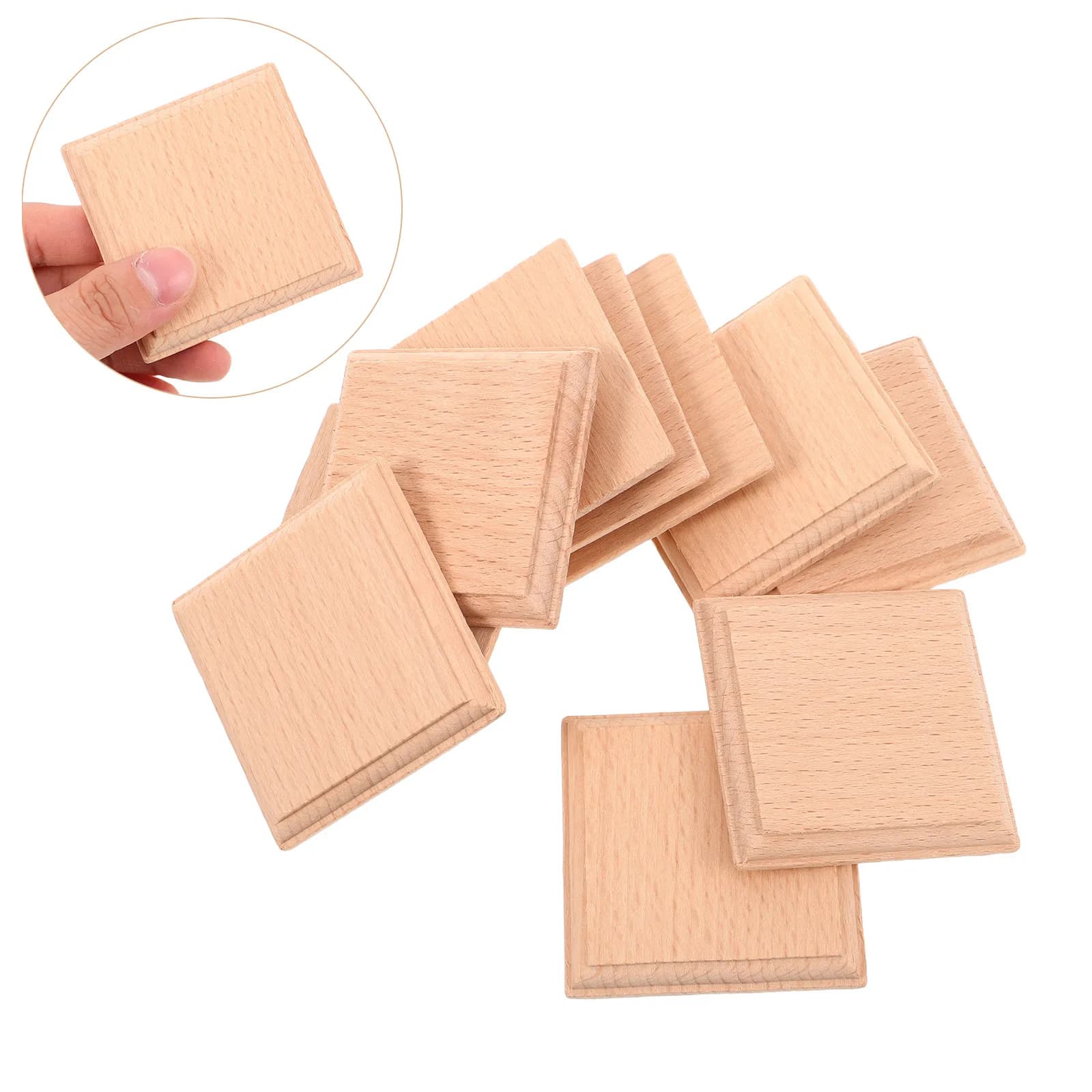 10 Pezzi Eleganti Cubi di Legno Grezzo, Espositore Multifunzionale in Legno per Gioielli, Anelli, Bracciali, Artigianato e Intaglio
