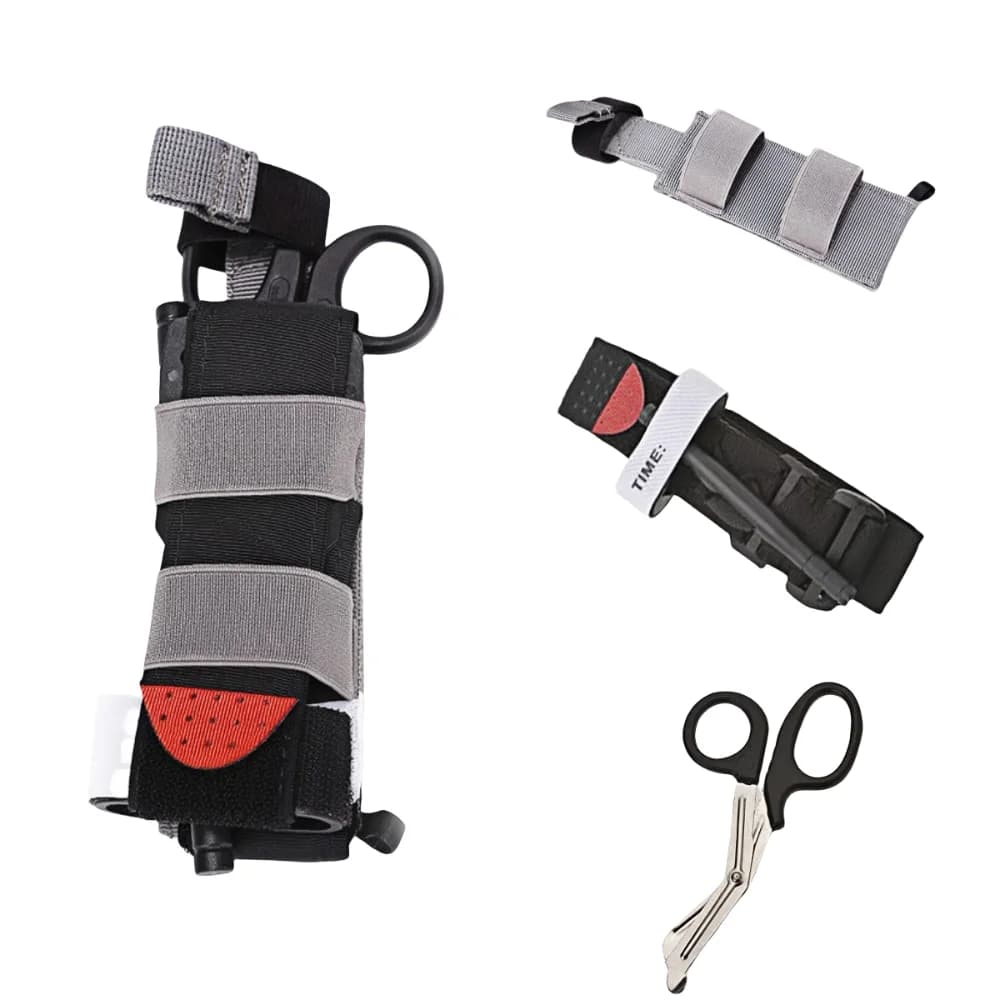 Kit di pronto soccorso tattico Cintura con marsupio Molle Forbici per laccio emostatico rapido GATTO medico Porta laccio emostatico elastico per esterni Borsa di sopravvivenza per penna