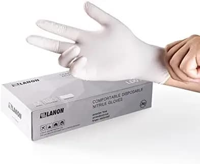 Guanti in Nitrile LANON per Alimenti - Senza Lattice, Senza Polvere, Punte Texturizzate per Cucina e Pulizie - Taglia Media