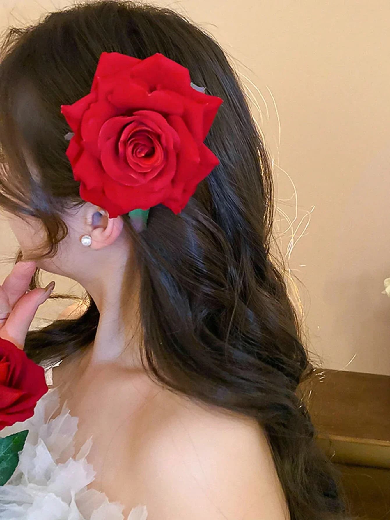 Elegante fermaglio per capelli a forma di rosa artificiale per donne, accessori per matrimoni e feste