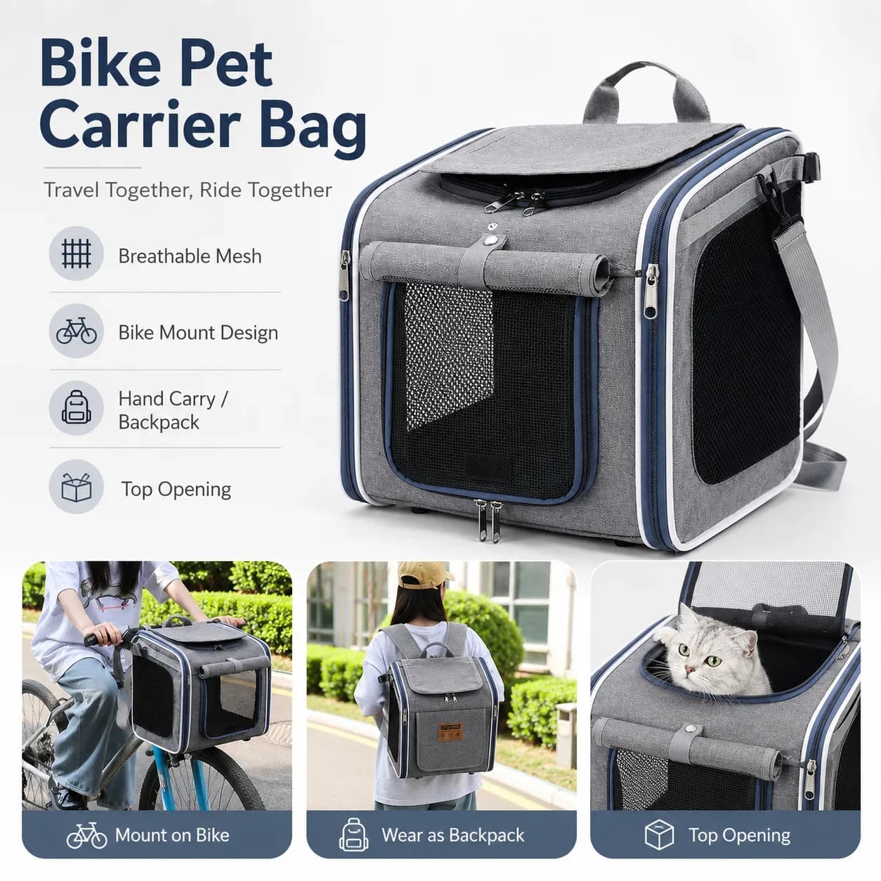 Pet Carrier Backpack Portable Cat Dog Bag Outdoor Travel Bicycle Motorcycle Carrier Breathable Shoulder Bag For Small Pets