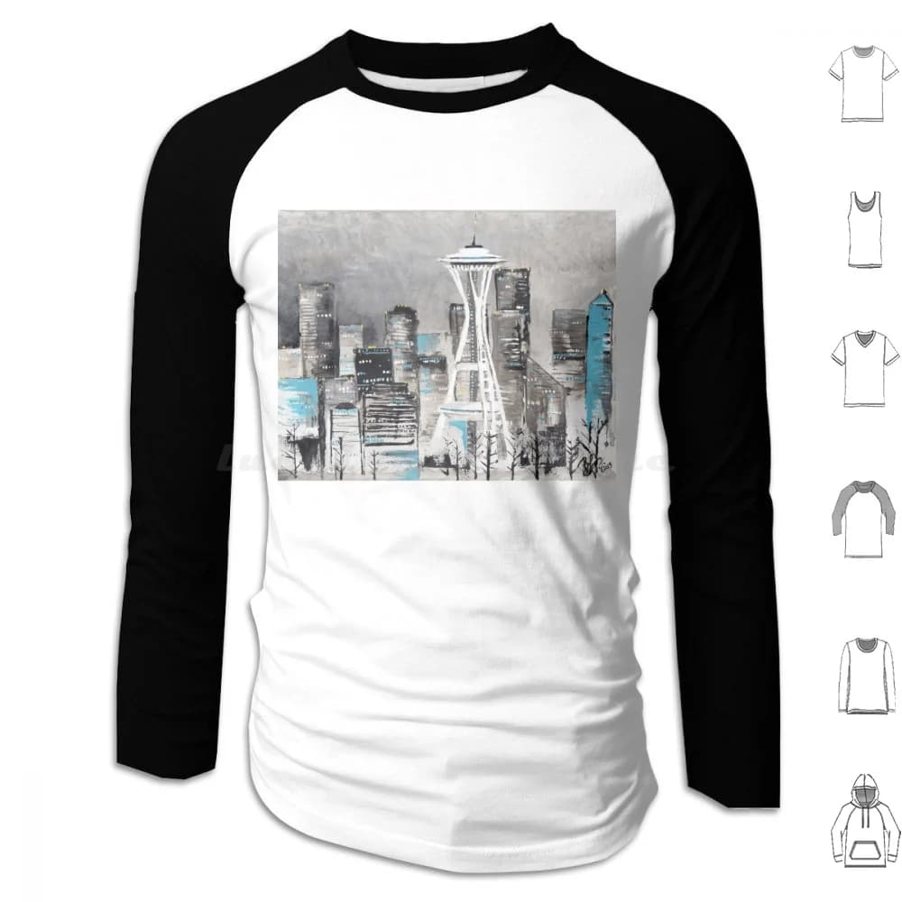 Buonanotte, tutto! Felpe con cappuccio a maniche lunghe Seattle Washington City Space Needle Seahawks Pacific Northwest West Coast