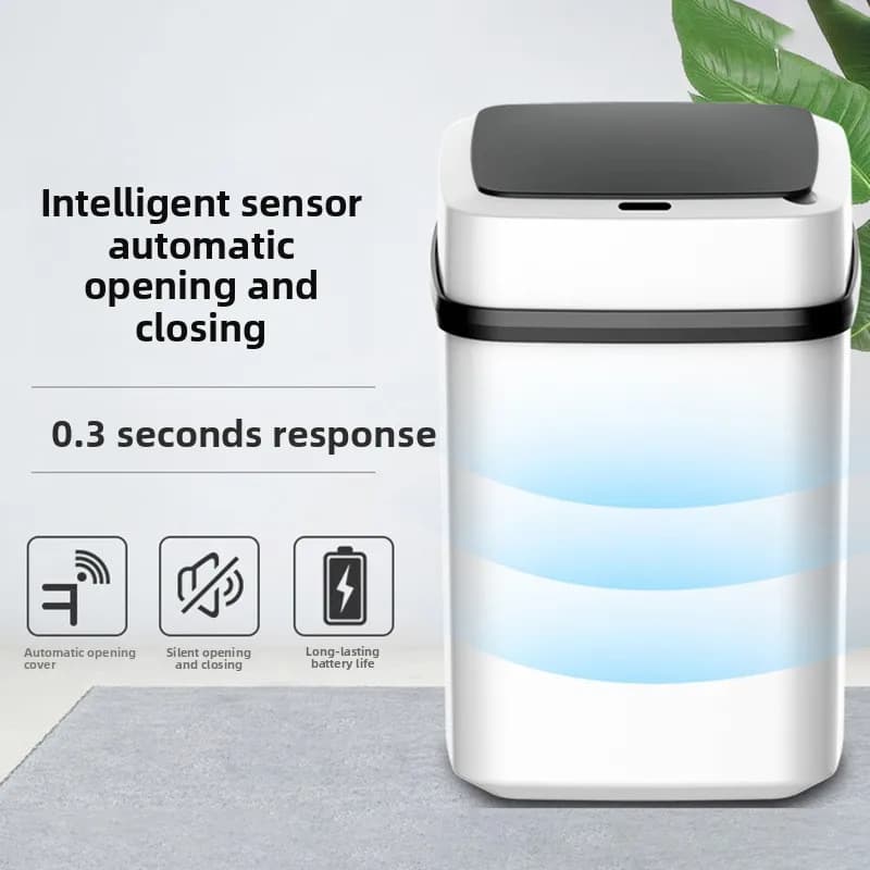 Cestino Intelligente con Sensore da 13L, Completamente Automatico e Impermeabile per Cucina, Soggiorno, Bagno e Toilette