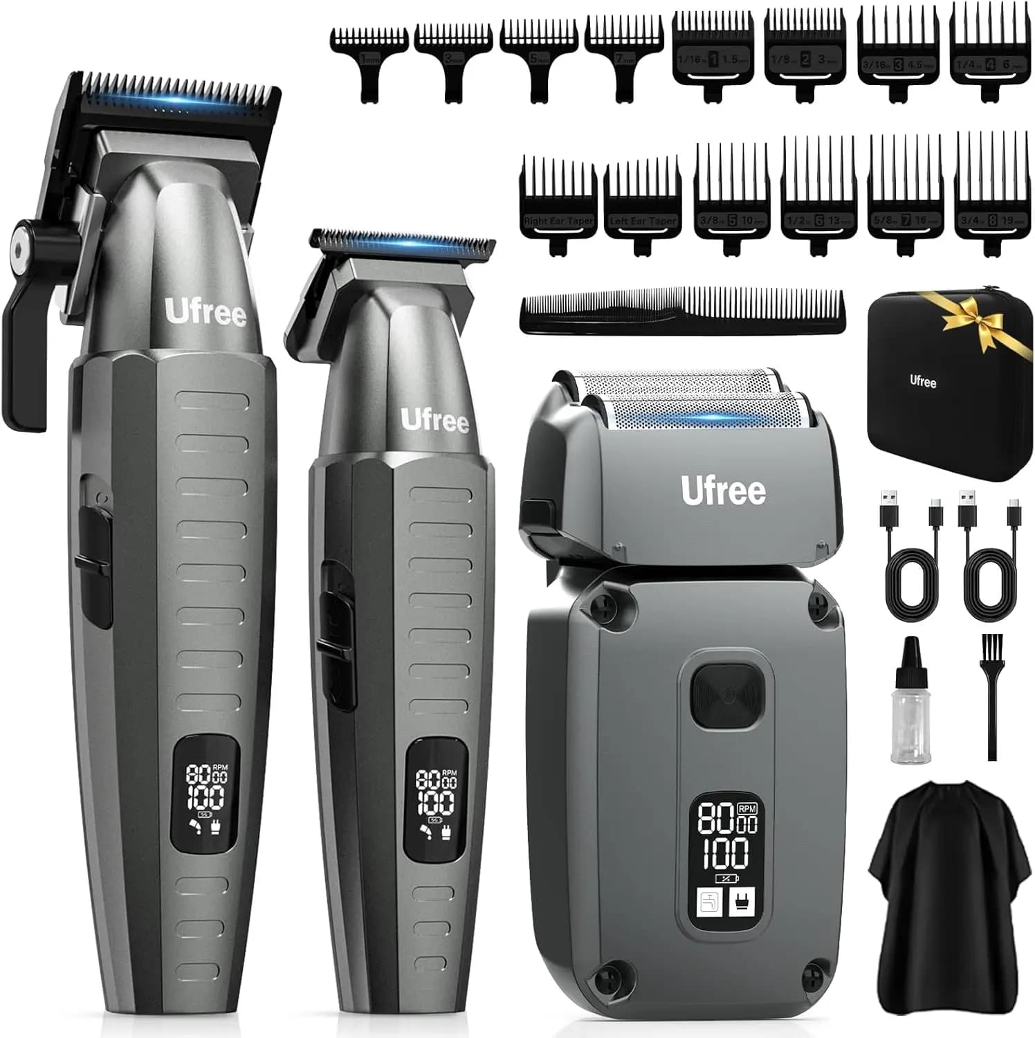 3-in-1 Professional Set: Haircut, Adjustbarba and Wireless Electric Shaver for Male Personal Care