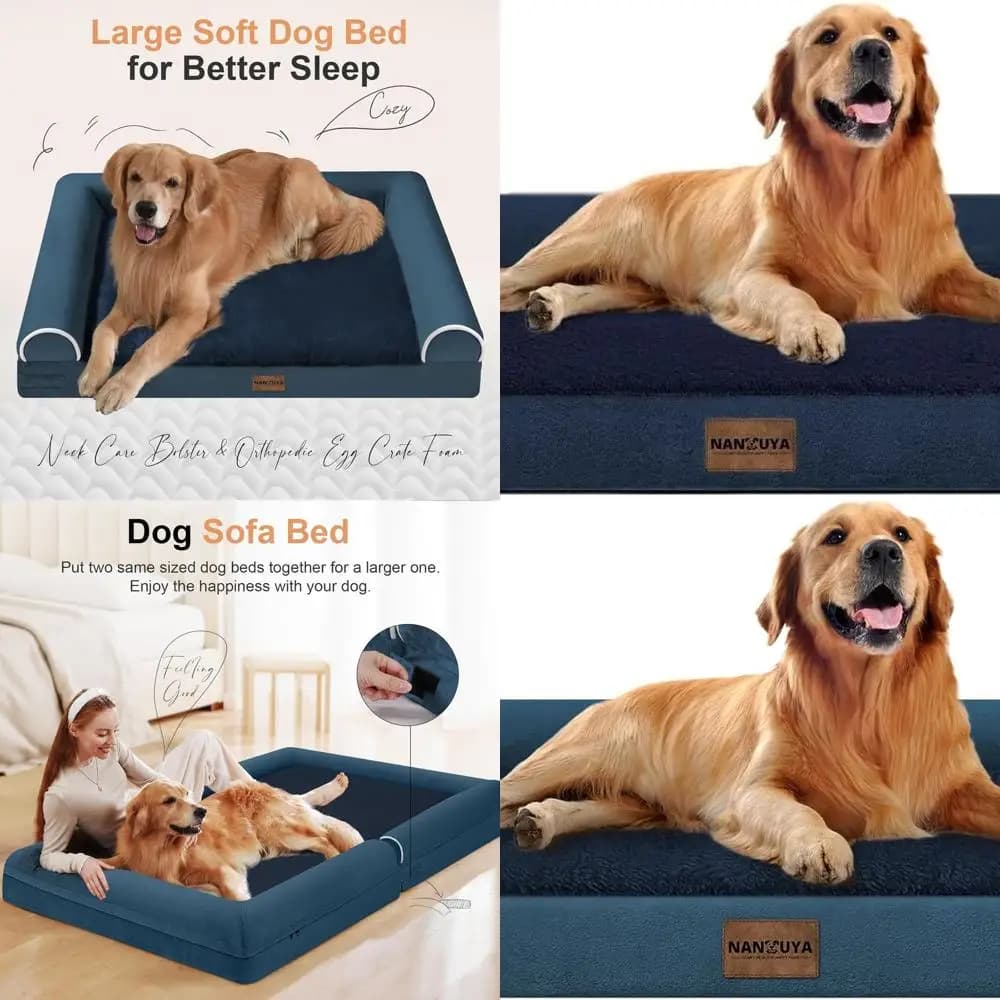 Letto per cani ortopedico XL con memory foam e copertura rimovibile - Blu navy