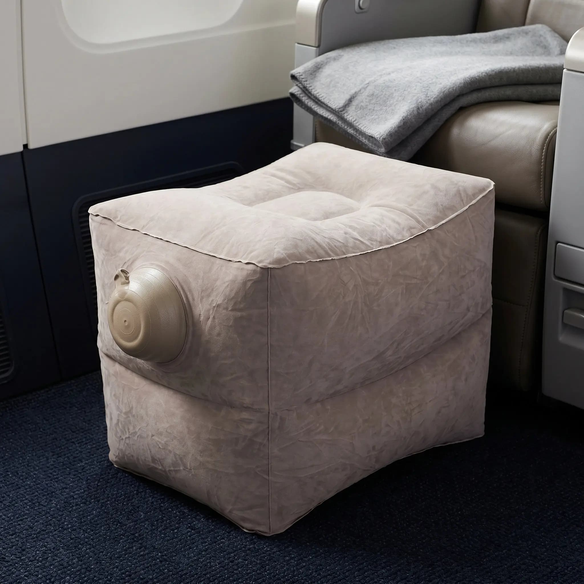 Inflatable Airplane Foot Rest Pillow Adjustable Height Travel Footrest Under Desk Comfortable Leg Support for Flying Car Office