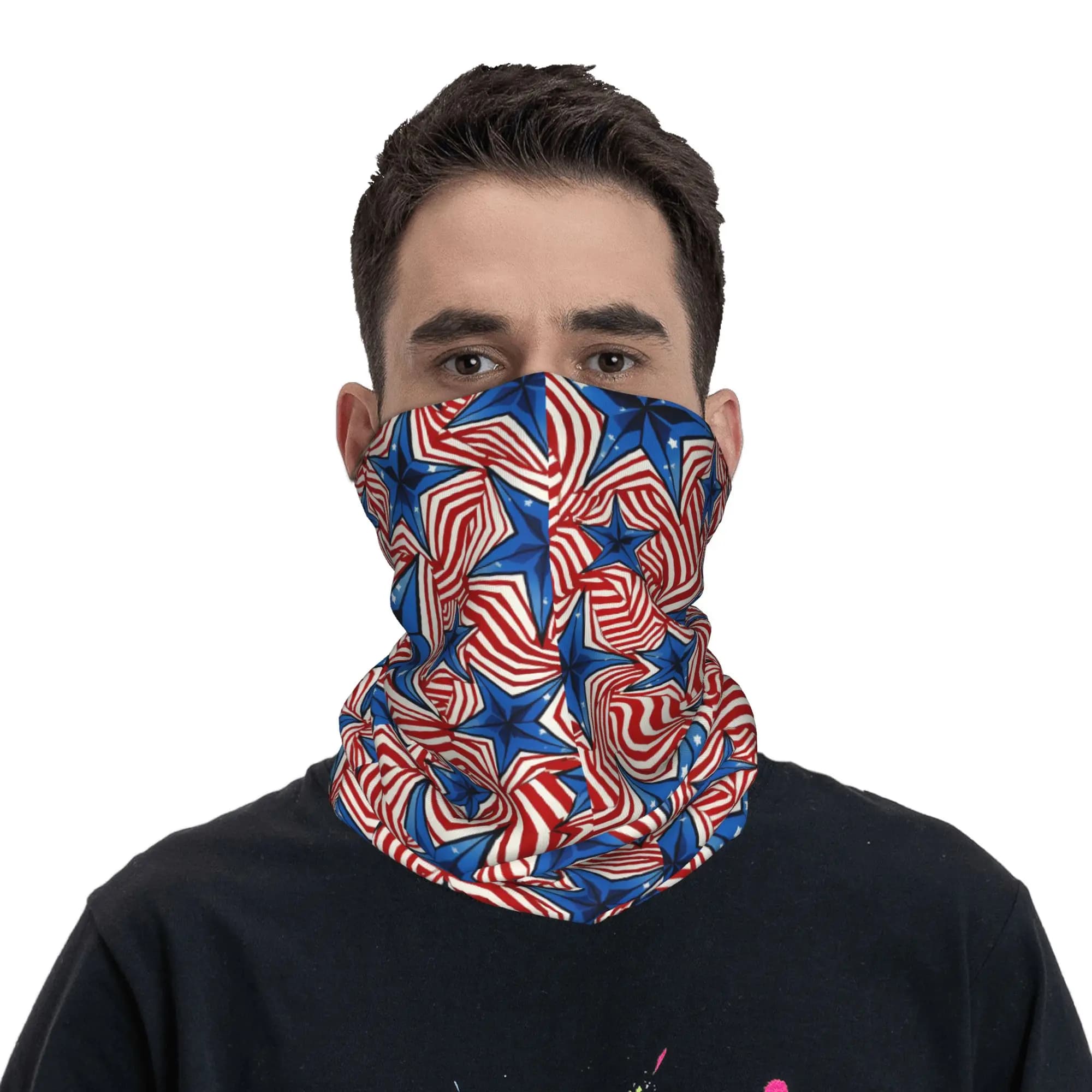Bandana Stile Bandiera Americana USA, Copricollo Stampato, Balaclava, Maschera Facciale, Sciarpa, Copricapo per Uomini e Donne Adulti