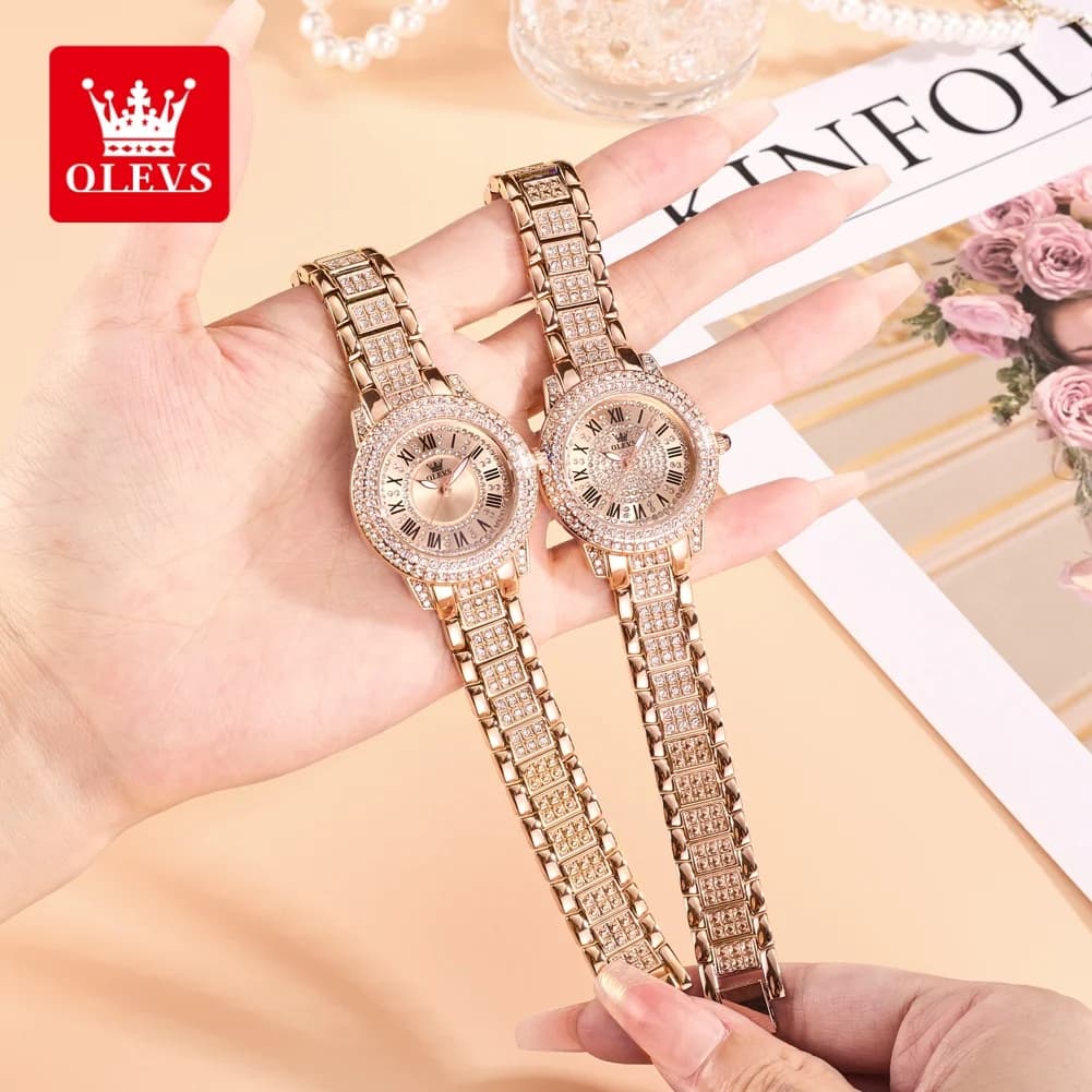 OLEVS Luxury Fashionable Women's Watches Quartz watch with inlaid diamonds with waterproof diamonds for women beautiful trendy dress watch