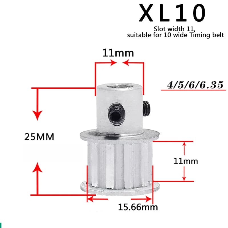 XL10 synchronous wheel Gea 3D 10 teeth tooth dense pulley parts aluminum printer 10XL 10 teeth hole 3.175/4