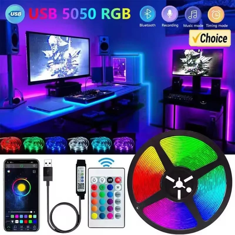 Strisce LED USB Controllo APP Cambia colore 5050 RGB Lampada flessibile a luce LED per la decorazione della stanza Diodo di retroilluminazione TV