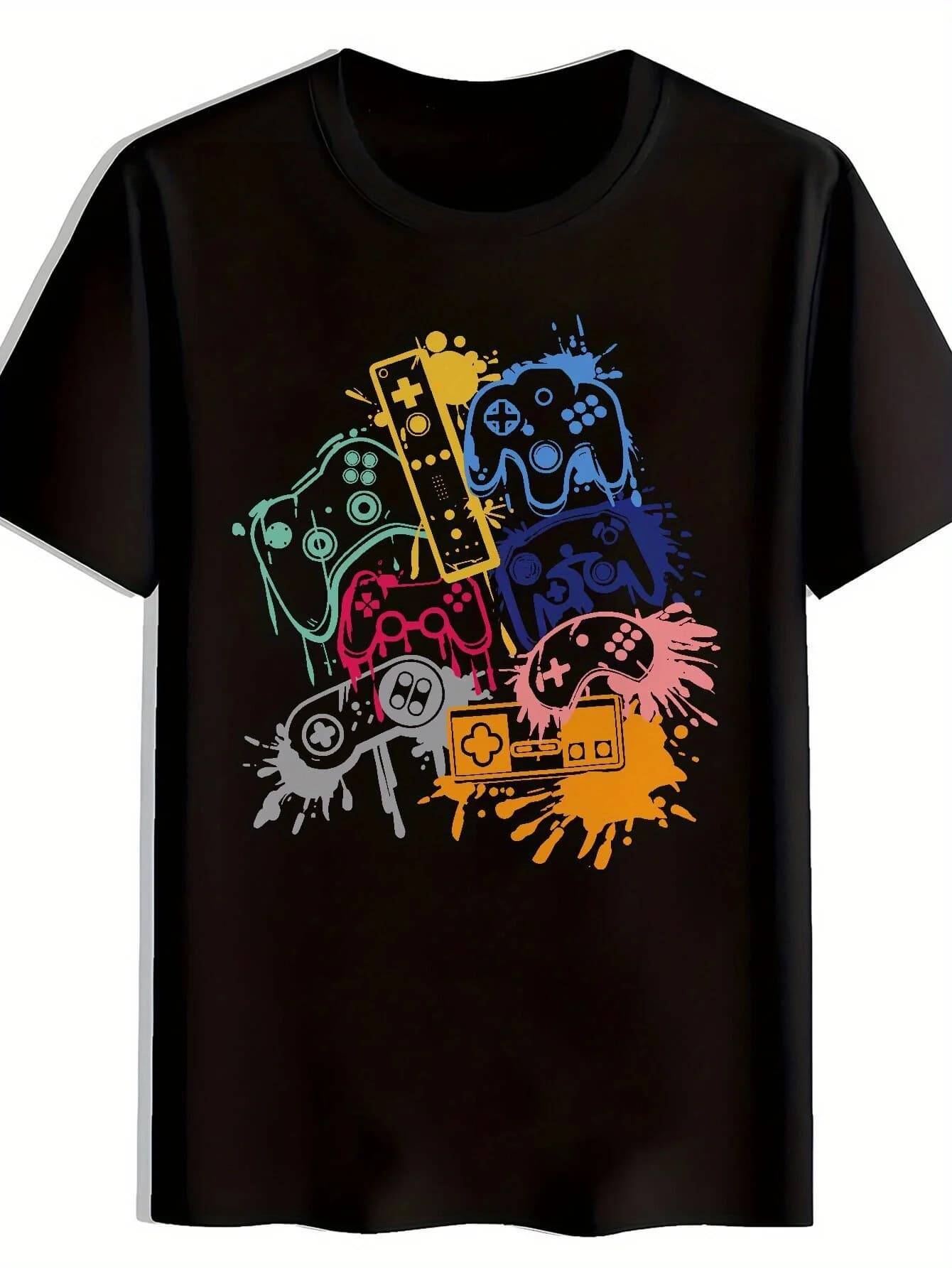 Controller di gioco Graffiti Stampa grafica T-shirt a maniche corte da uomo e da donna estive Casual Allentato Moda di strada all'aperto