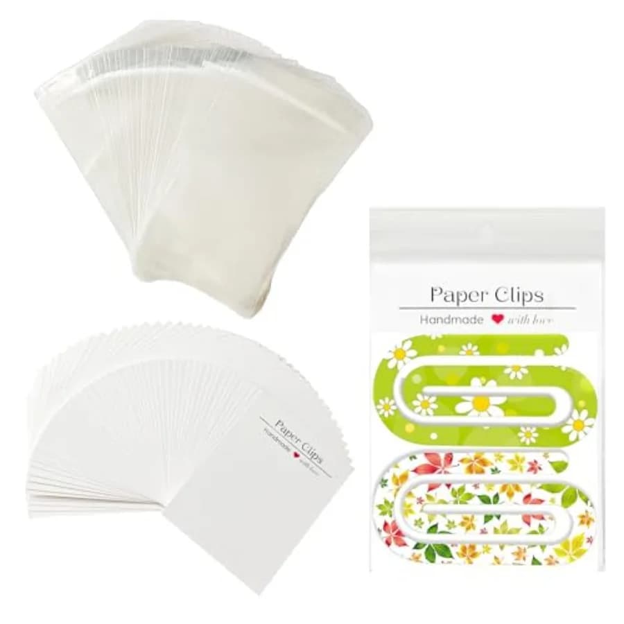 Jumbo Paper Clips Packaging for Selling, 50 Sets Sublimation Paper Clips Display Cards and Bags, White Cards and Self-seal Hang