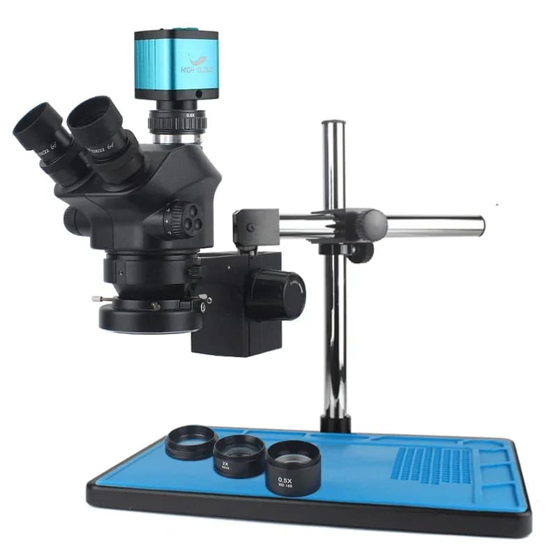 Microscopio Trinoculare Stereo Industriale da Laboratorio con Simul-Focale Regolabile, Hot Sale 2026 + Video USB HD 12MP 48MP 4K 2K 1080P