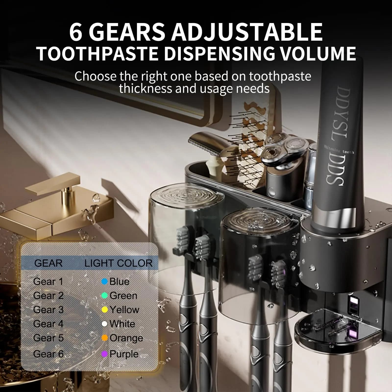 Dispenser automatico di dentifricio con 2 tazze Porta spazzolino da parete Spremi dentifricio elettrico Touchless per bagno