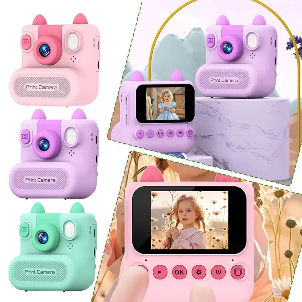 Children Instant Print Digital Camera Photo 1080P HD Dual Lens Kids Video Recorder Toys for Girls Boys Best Birthday Gift