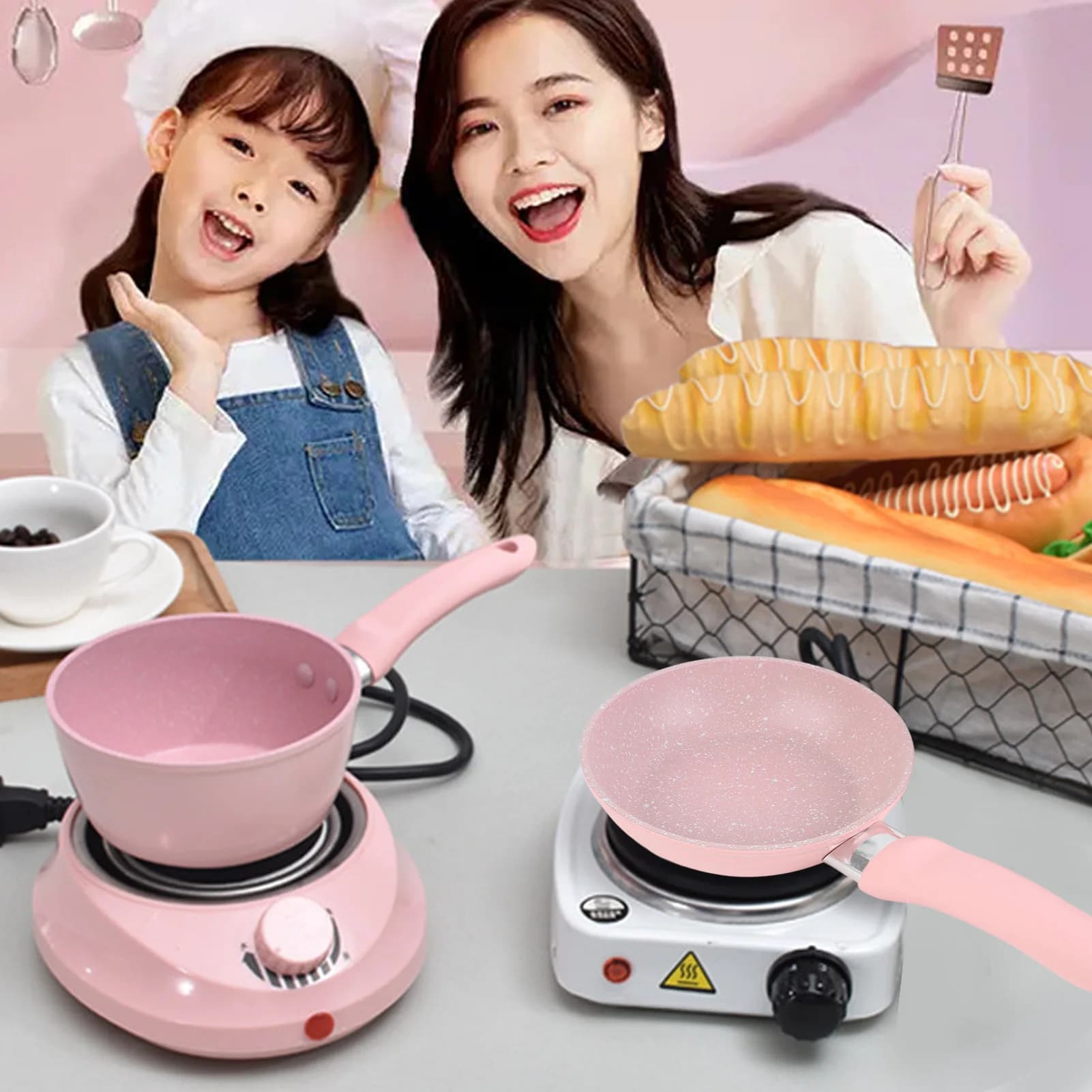 Set di 2 Padelle Antiaderenti in Lega di Alluminio con Pentola Rimovibile per Zuppa e Latte, per Fornelli Elettrici e in Ceramica, Utensili da Cucina Multifunzionali