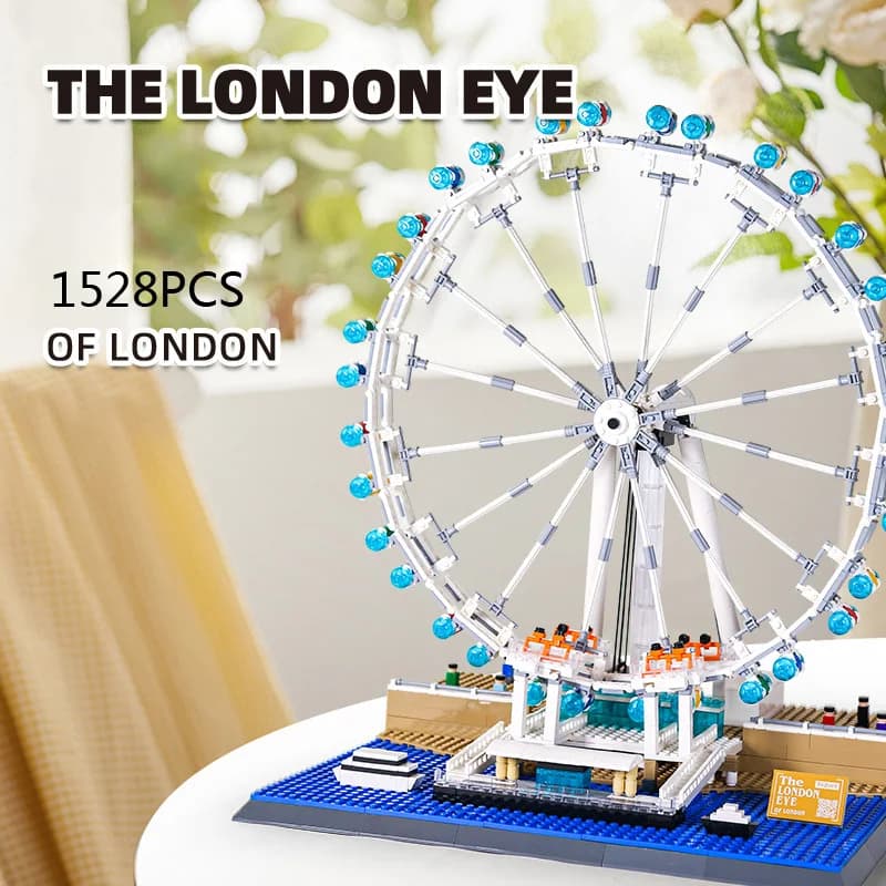 Modello di Costruzione della Ruota Panoramica di Londra, Architettura Moderna Inglese, Blocchi Creativi per Costruzioni Urbane, Giocattoli Educativi