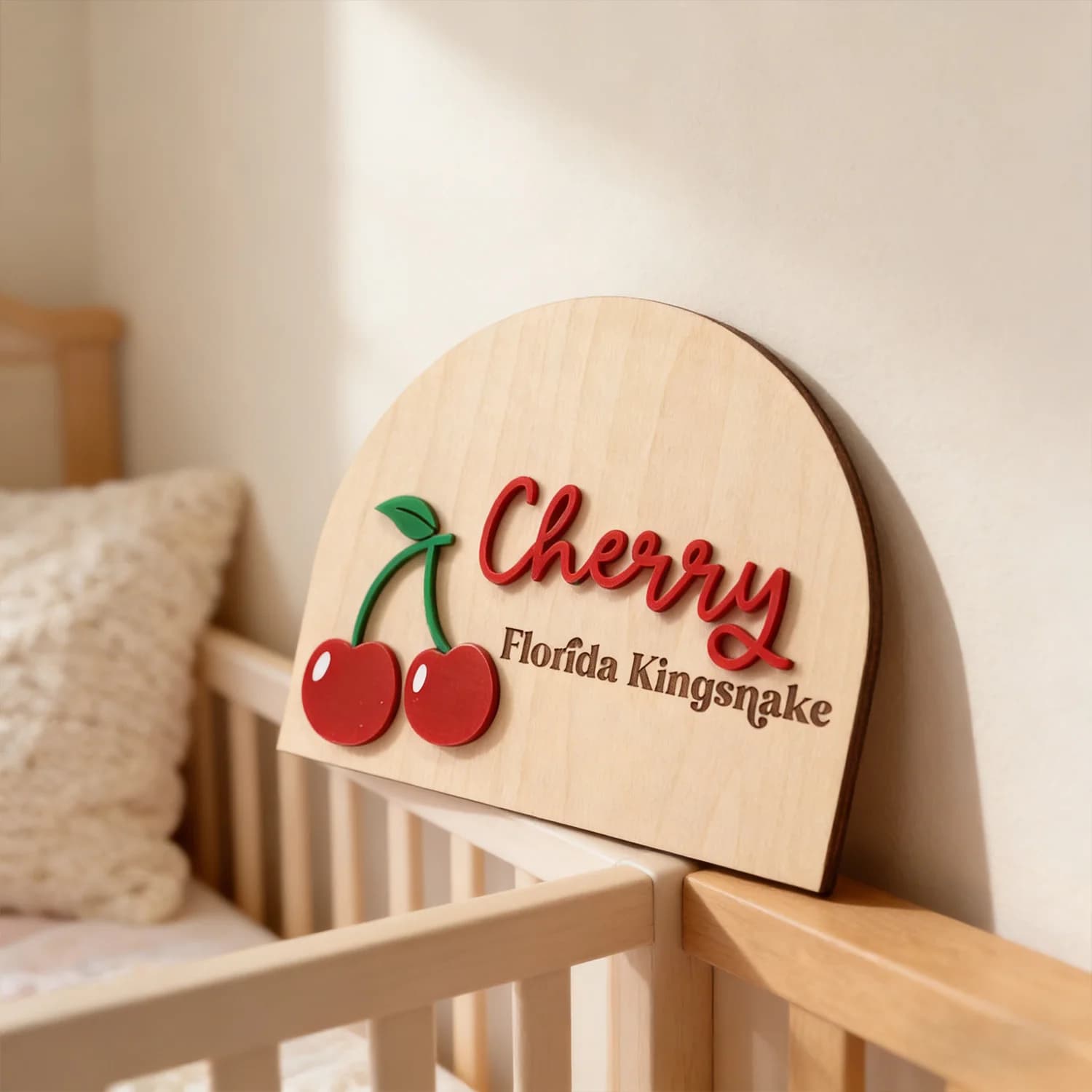 1pc Custom Wooden Dual Name Sign with Cherry Ornament Personalized Tabletop Wall Home Decor Plaque