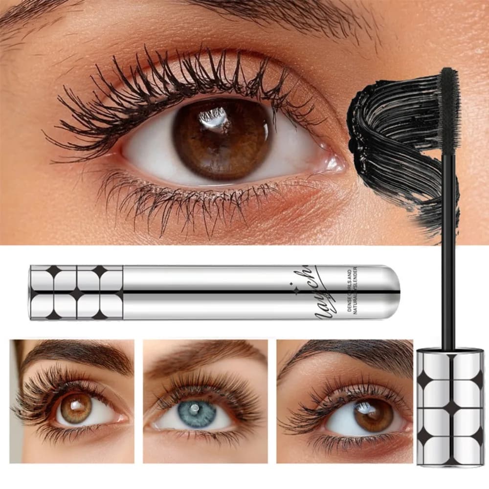 Mascara Allungante Anti-Sbavature a Lunga Durata, Senza Grumi, Incurvante, Volumizzante con Fibre per Riempimento