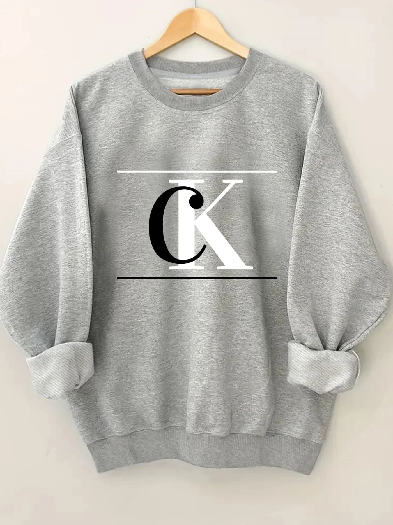 Felpa girocollo con stampa di lettere geometriche alla moda per donna Pullover girocollo stampato elegante Casual Streetwear