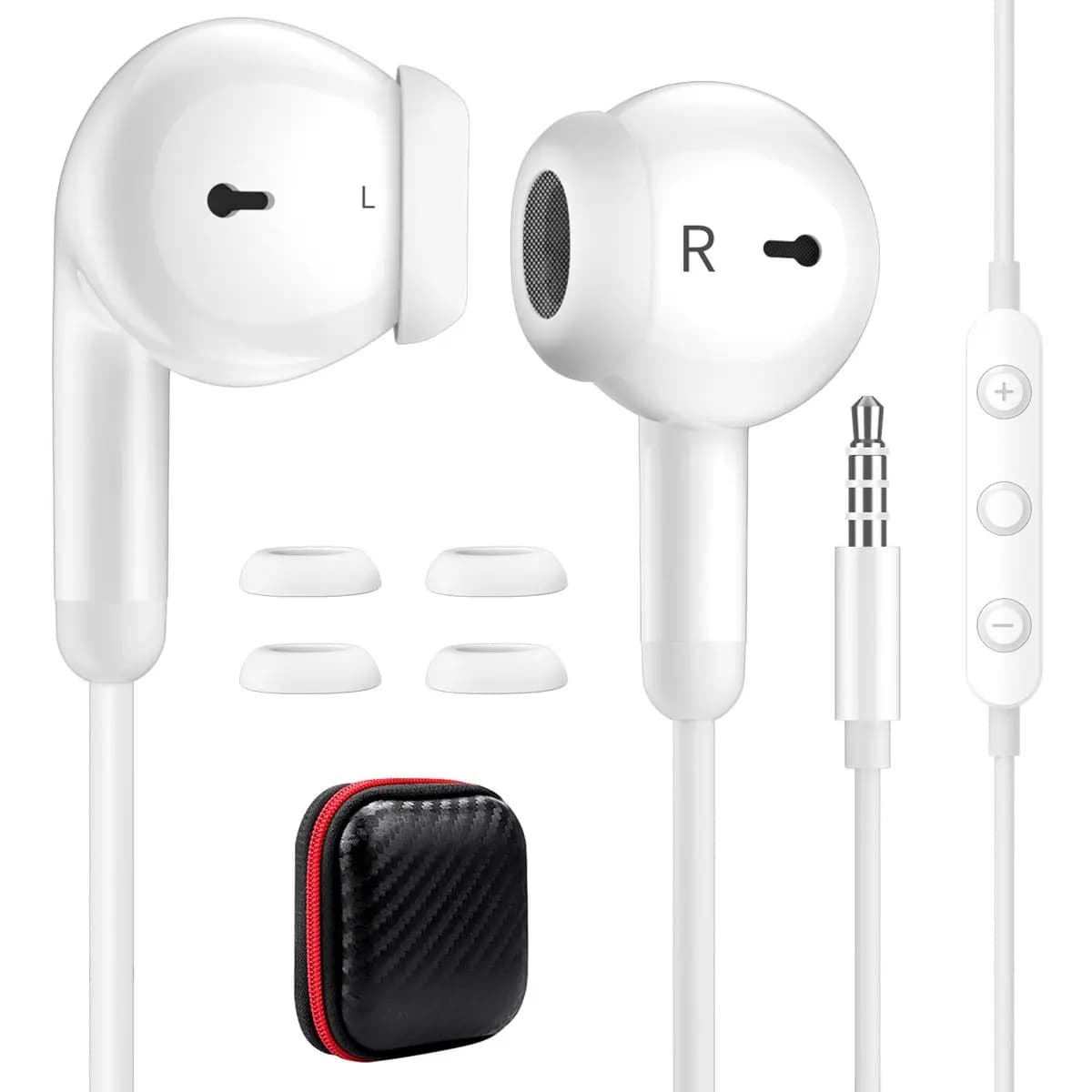 Cuffie Cablate da 3,5mm con Cancellazione del Rumore, Auricolari Stereo per Musica e Gaming con Microfono Integrato per Computer, Laptop, iPhone, Samsung