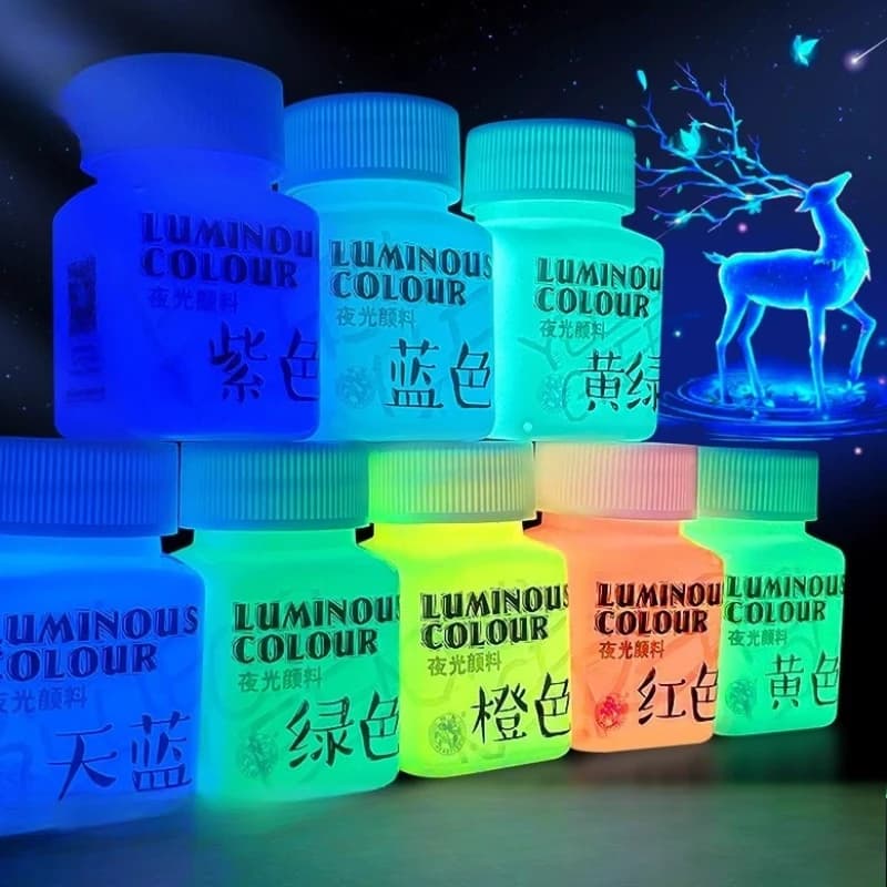 Luminous Color Pigment Glow in The Dark Acrylic Paint 58ML Waterproof Student Supplies for DIY Decoration Art Painting