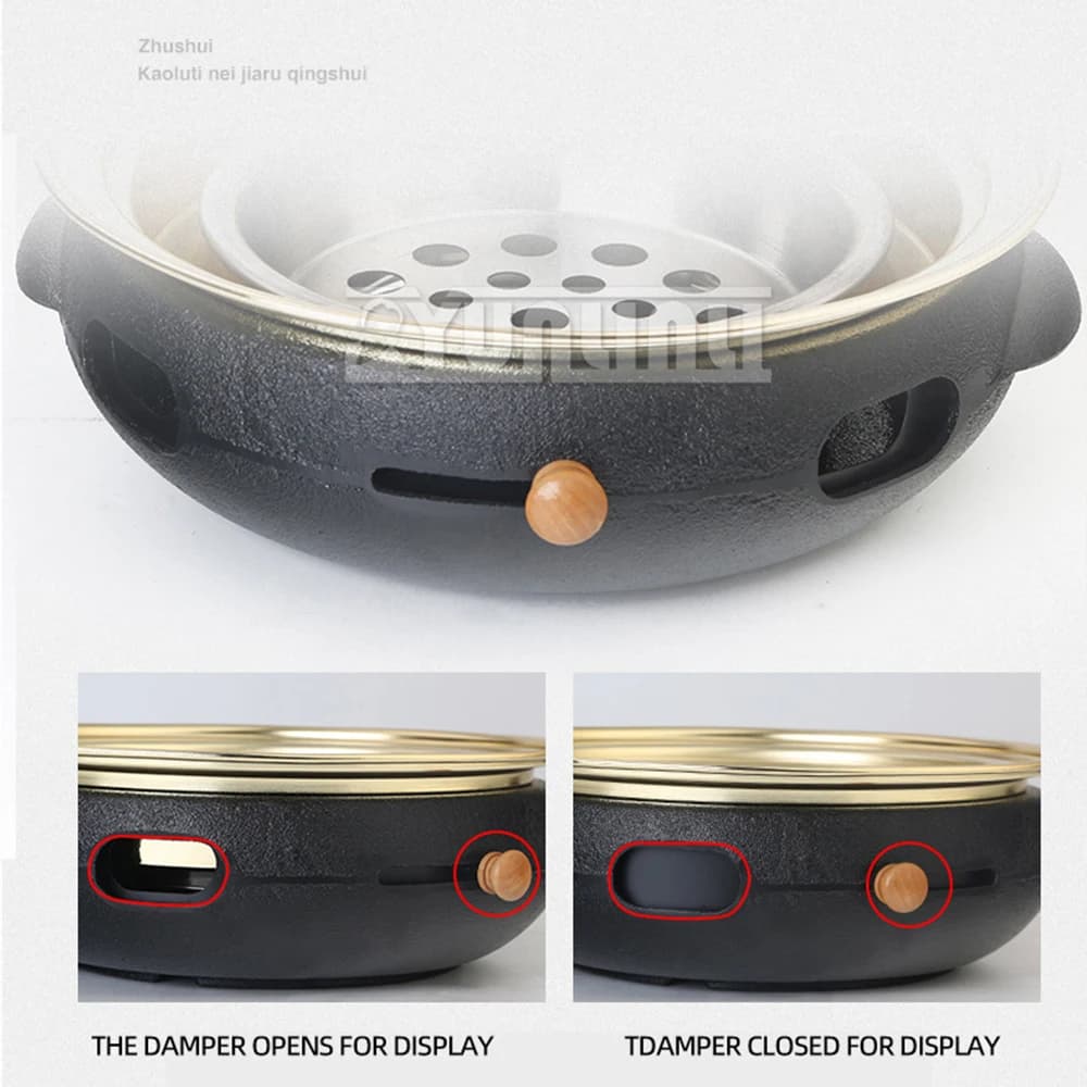 Household Grill Baking Tray Charcoal Round Barbecue Stove Commercial Exhaust Smoking Roast Meat Stove Churrasco