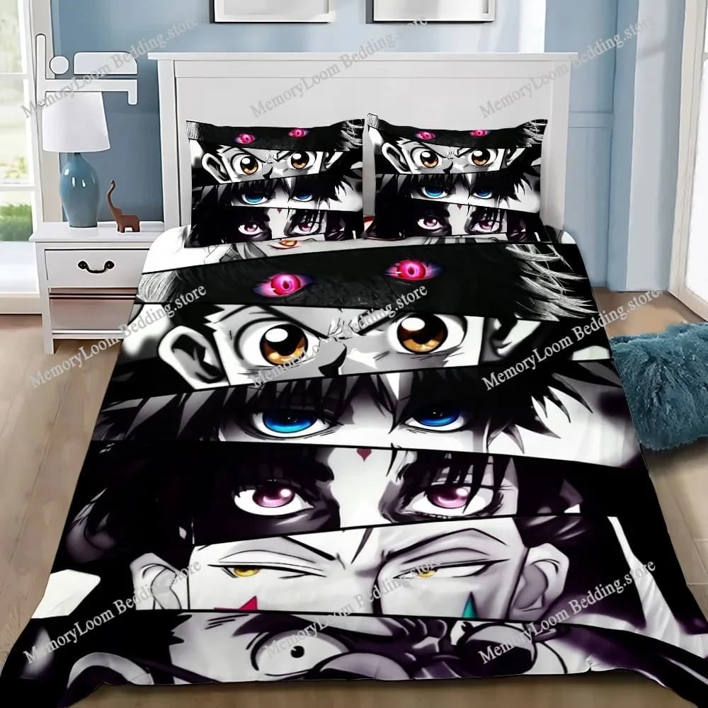 Hunter x Hunter Set biancheria da letto di lusso premium Giappone Cartoon Morbido copripiumino Peluche Copripiumino Twin/Single Size stampato