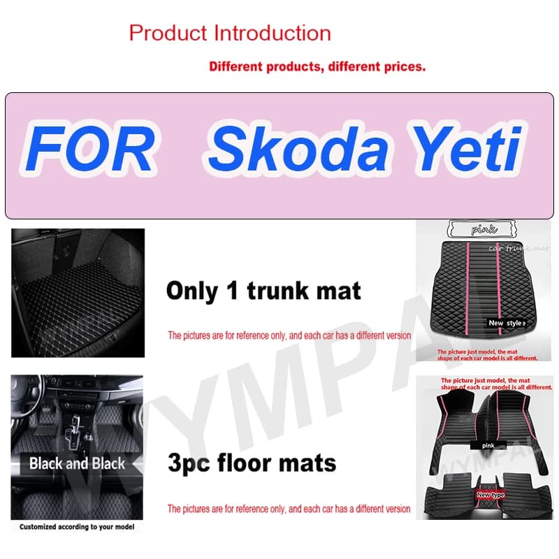 LUXURY Tappetini per auto automobilistici personalizzati per Skoda Yeti 2014 2015 2016 2017 Auto Luxury Leather Uomo Donna Tappetini per auto Copertura completa