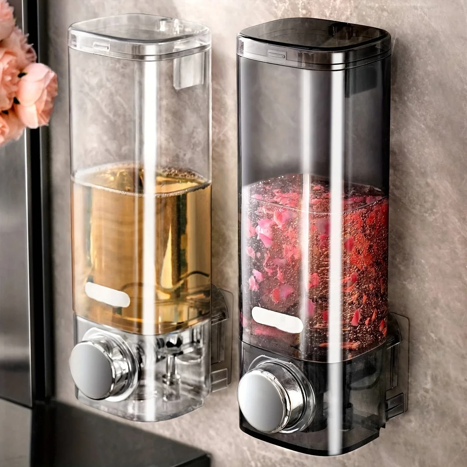Wall Mounted Soap Dispenser with No Need for Drilling Installation, Bathroom and Kitchen Storage Organizer, Easy To Install