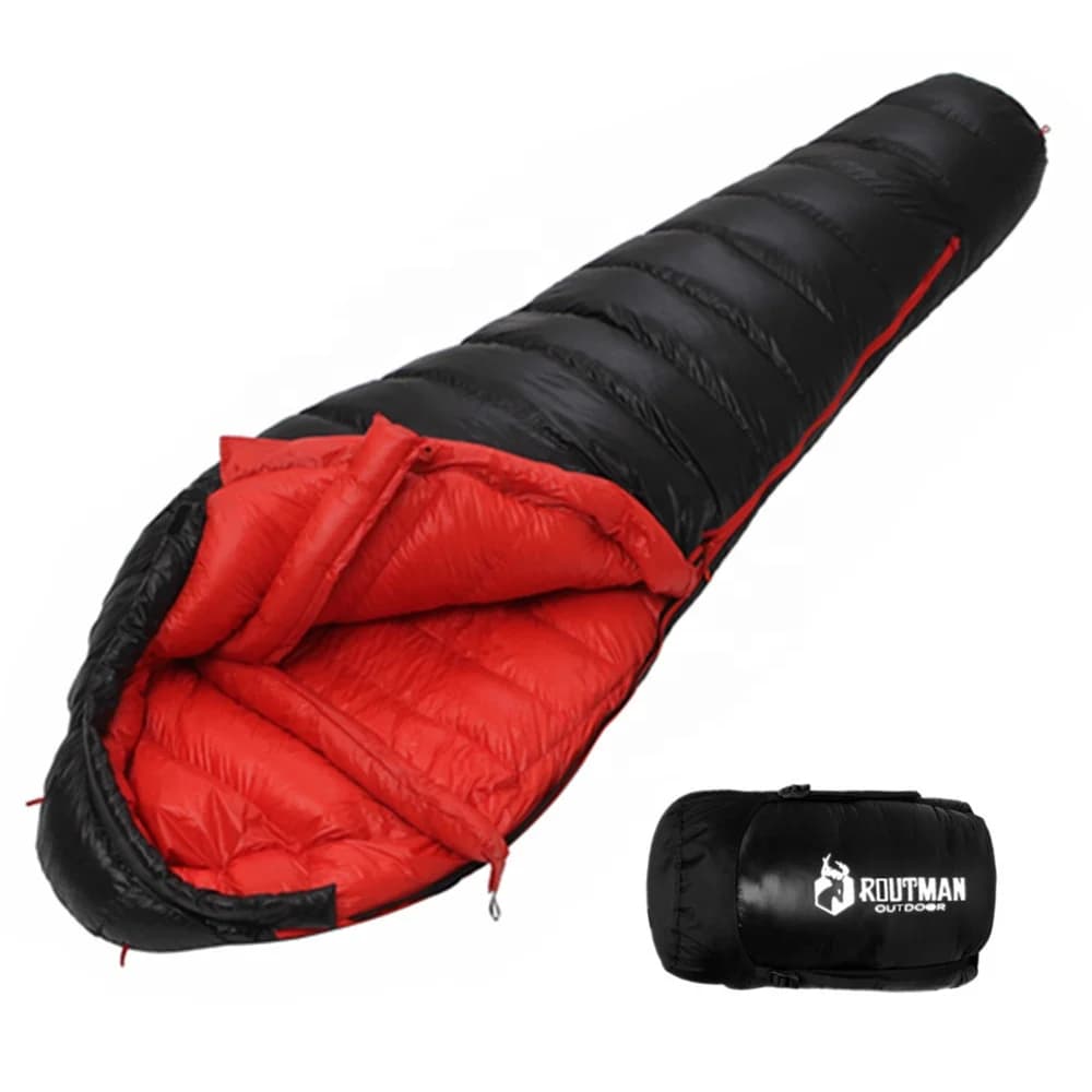 Sacco a Pelo Imbottito in Piuma 5 F 1100 Calore, Leggero e Portatile, Impermeabile, per Clima Freddo, Modello Mommy con Sacca di Compressione