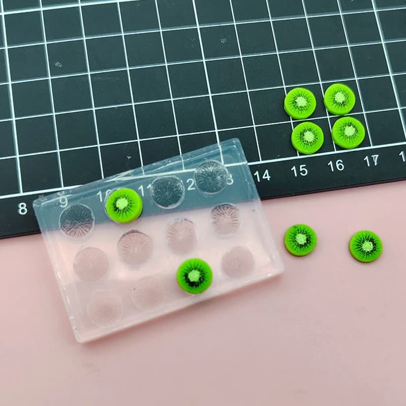 Mini Kiwi Fruit Slice Silicone Mold 1:12 Dollhouse Miniature Food DIY Resin Epoxy Clay Mold Handmade Craft Silicone mold