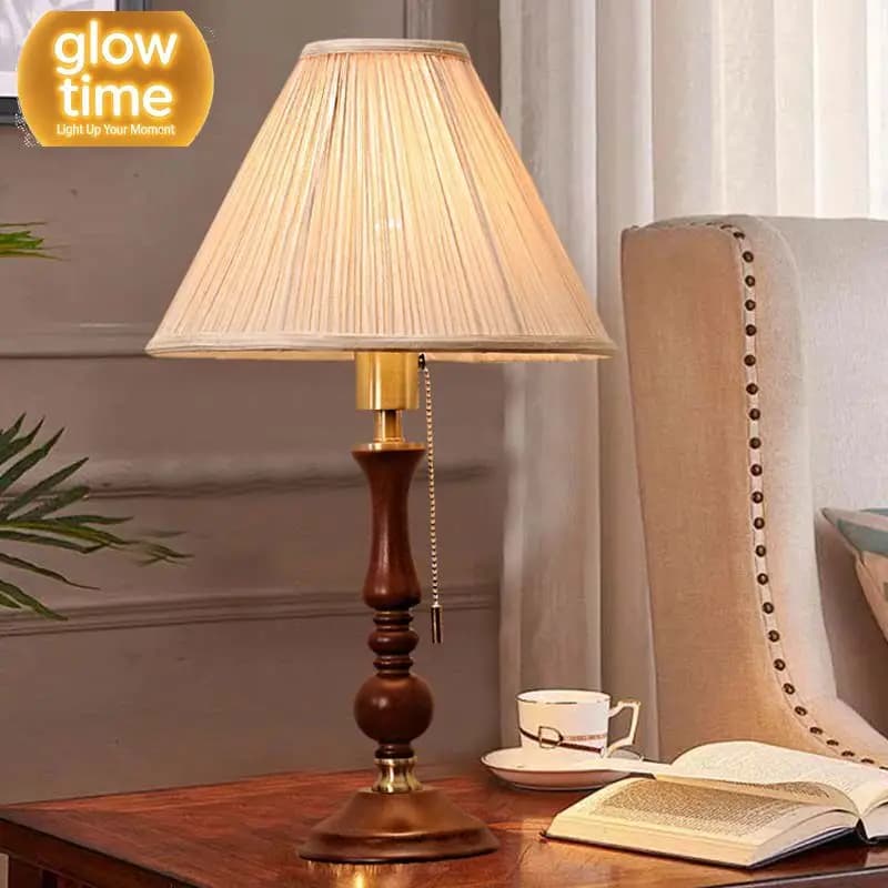 Medieval wabi silent wind table lamp American retro bedroom study bedside lamp warm gourd American French decorative night lamp