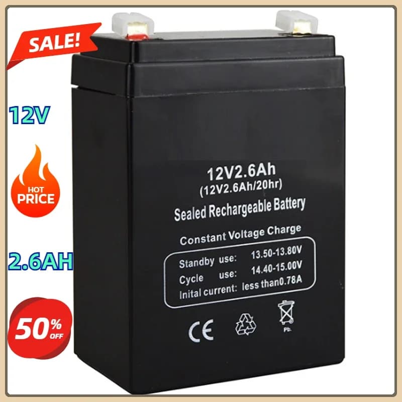 Nuova Batteria 12V 2.6AH per Auto Giocattolo per Bambini, Seggiolino Auto, Alimentazione di Backup, Luce LED da Scrivania, Accumulatore al Piombo-Acido di Ricambio