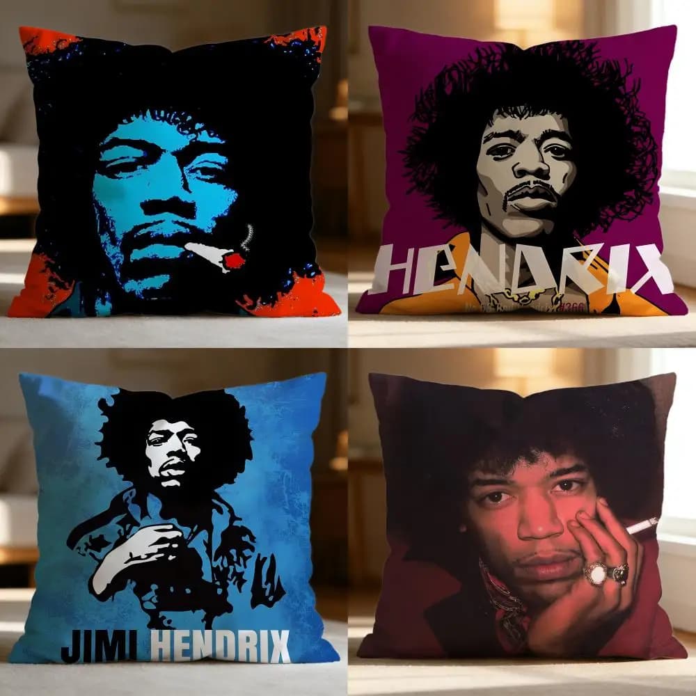 Fodera per cuscino Fashion J-Jjimi Hendrixed, morbida e lavabile, multiuso per divano, letto, viaggi, ufficio