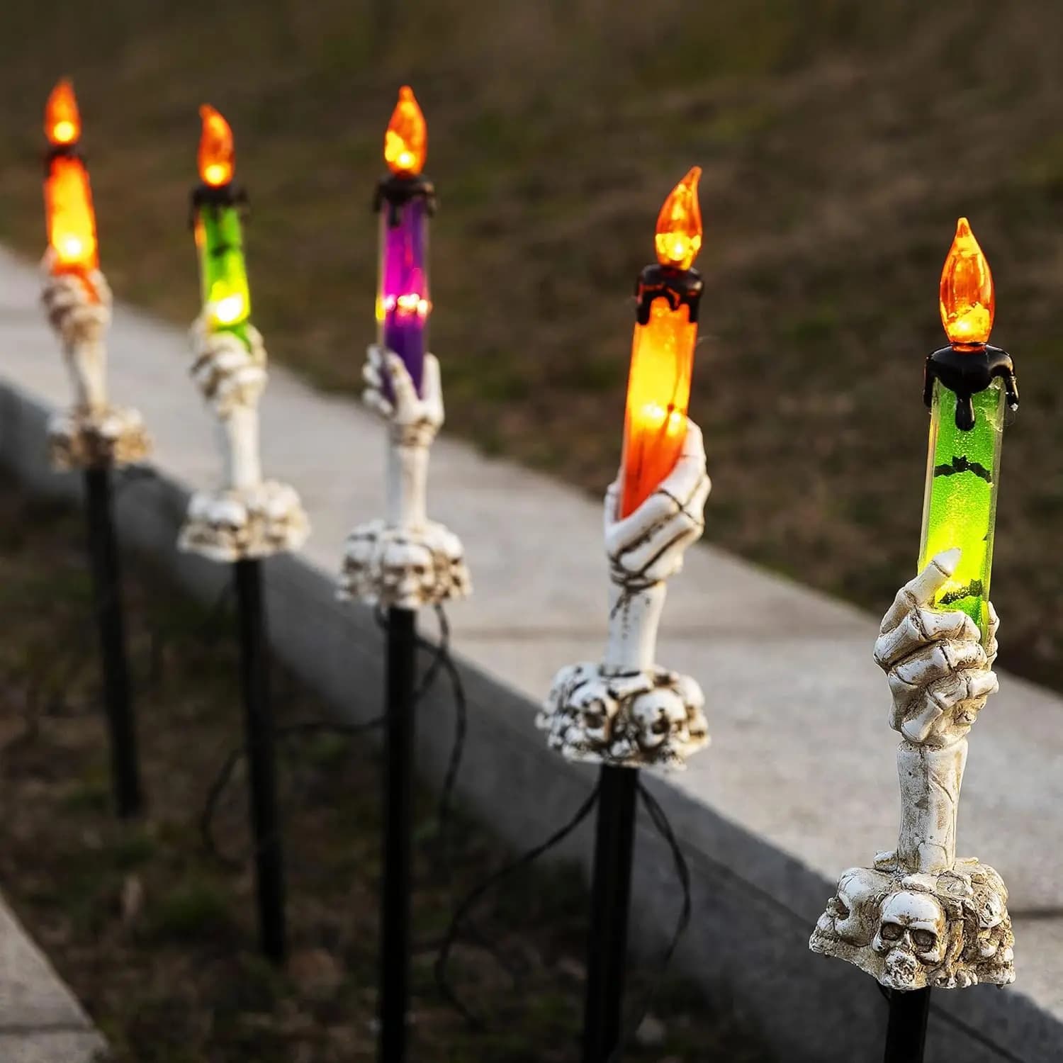 Bright pails for Halloween candles, pack of 5 lighted skeleton hands