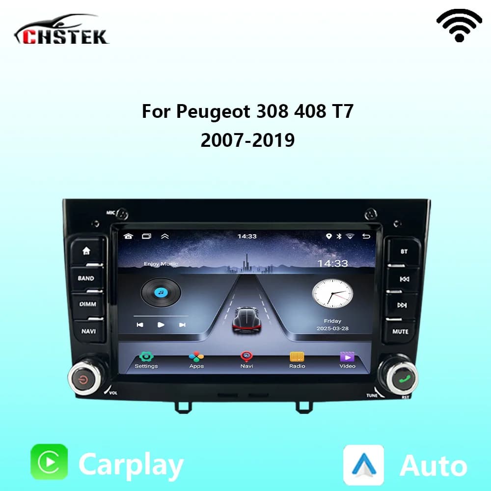 CHSTEK Autoradio Stereo Carplay Per Peugeot 308 2007-2019 SW 408 T7 Android Auto Bluetooth di Navigazione WIFI Multimedia Autoradio