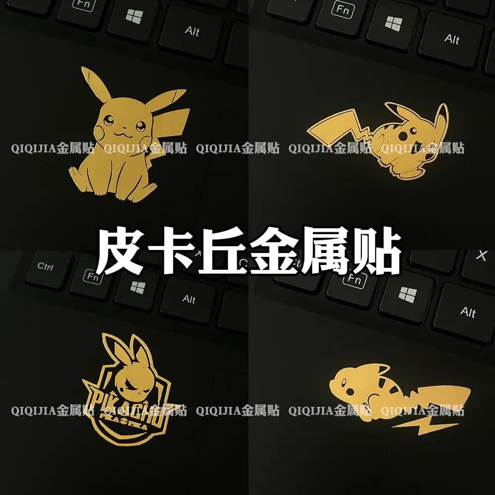 Pikachu Pokémon Adesivo in metallo Telefono cellulare Tablet Laptop Cuffie Adesivo decorativo