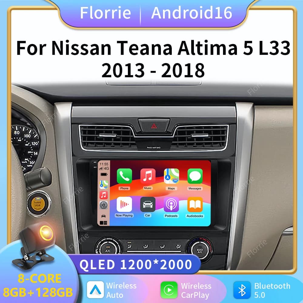 Car Radio Android 16 For Nissan Teana 3 Altima 5 L33 2013 - 2018 Stereo Qualcomm DVD 5G WIFI Head Unit Multimedia 4G LTE GPS DSP