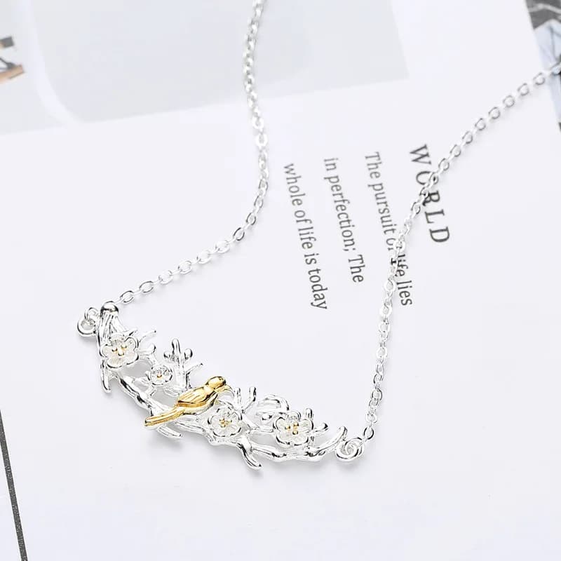 Popular 925 Sterling Silver Fashion Bird Necklace For Women Fine Jewelry Wedding Party Birthday Gift