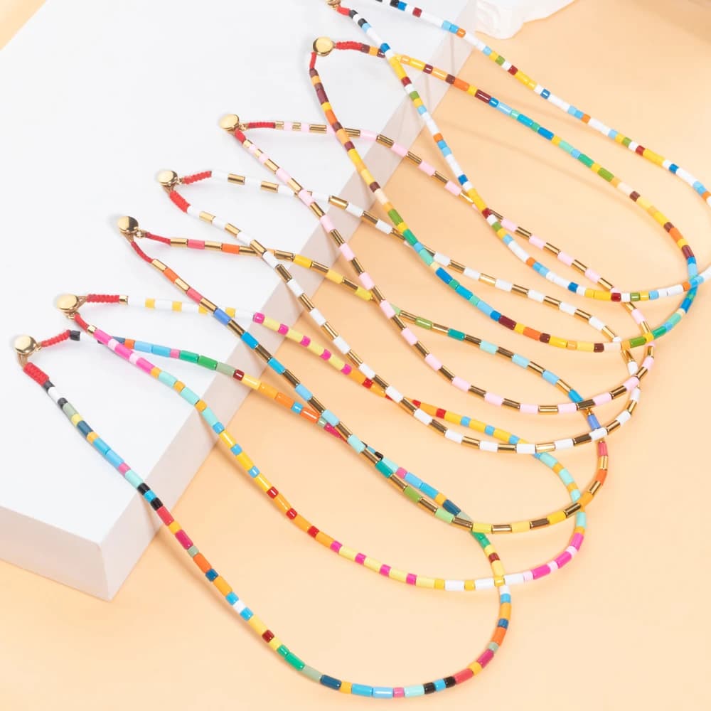 Colorful Column Necklace Simple Color Matching Necklace Accessories For Women Bohemian Choker