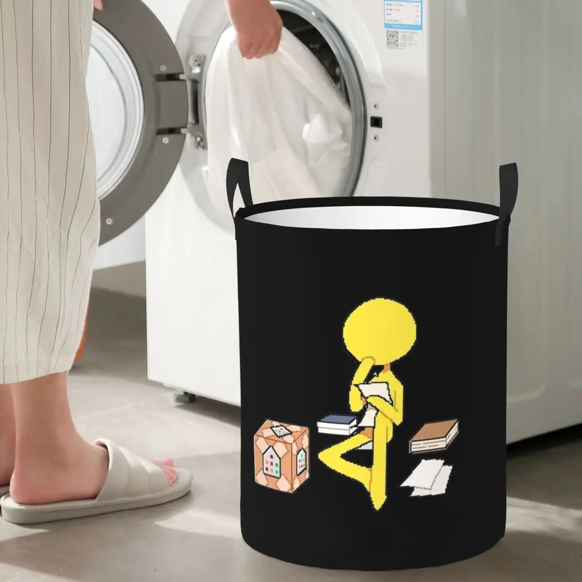 Cesto Portabiancheria Pieghevole Divertente Alan Animation Becker, Cesto Portaoggetti per Vestiti Sporchi e Giocattoli, Borsa Grande Impermeabile