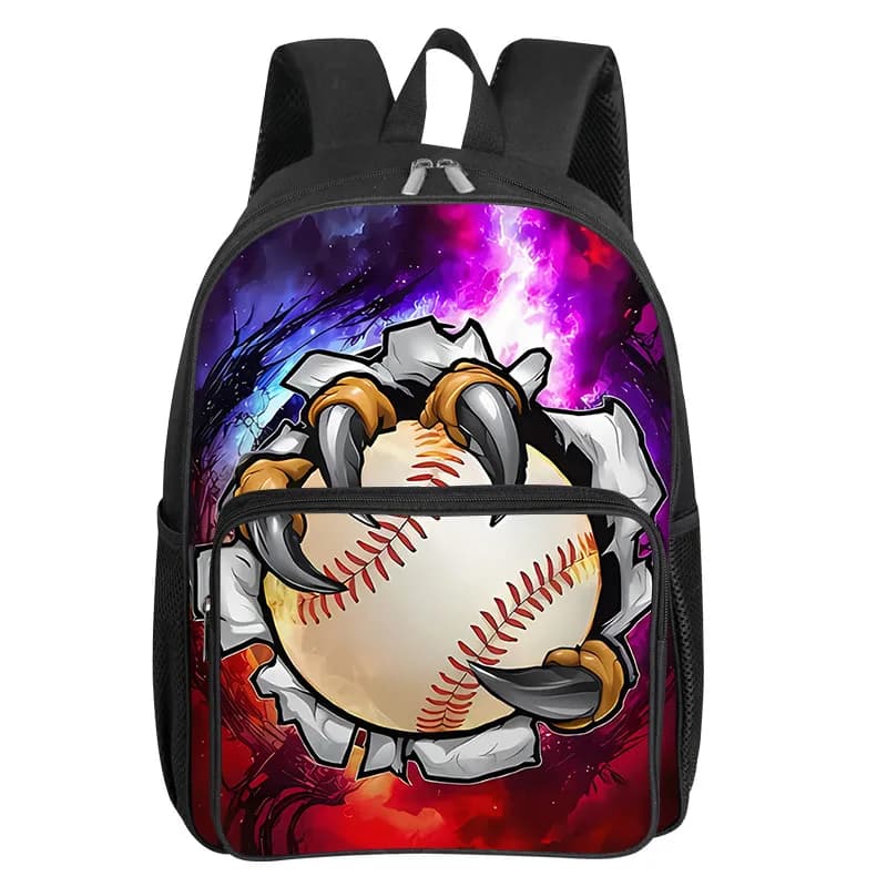 Zaino con Tasca Frontale Quadrata a Motivo Baseball per Ragazzi e Ragazze, Miglior Regalo, Zaini Scolastici 2D con Cartoni Animati per Bambini