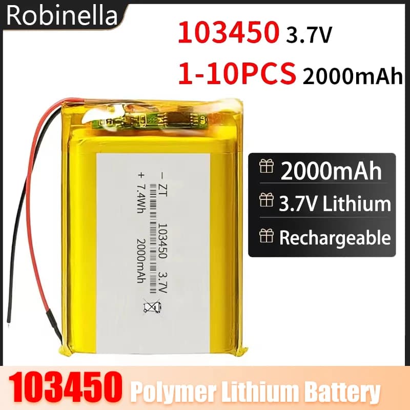 103450 Batteria ai polimeri di litio da 2000 mAh Batterie ai polimeri di litio da 3,7 V per Power Bank Telecamera GPS fai da te Navigatore Ventola per strumenti di bellezza