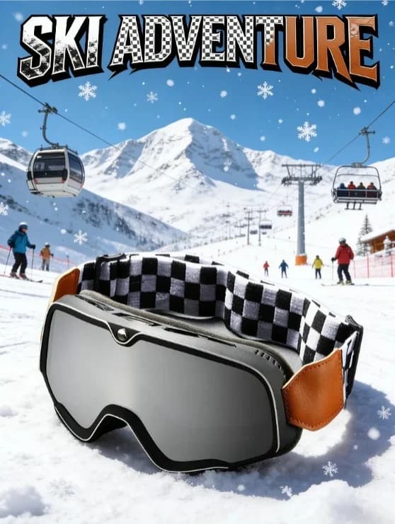 Occhiali da Sci Unisex con Montatura Grande - Stile Hip Hop con Fascia Traspirante in Spugna per Inverno e Moto