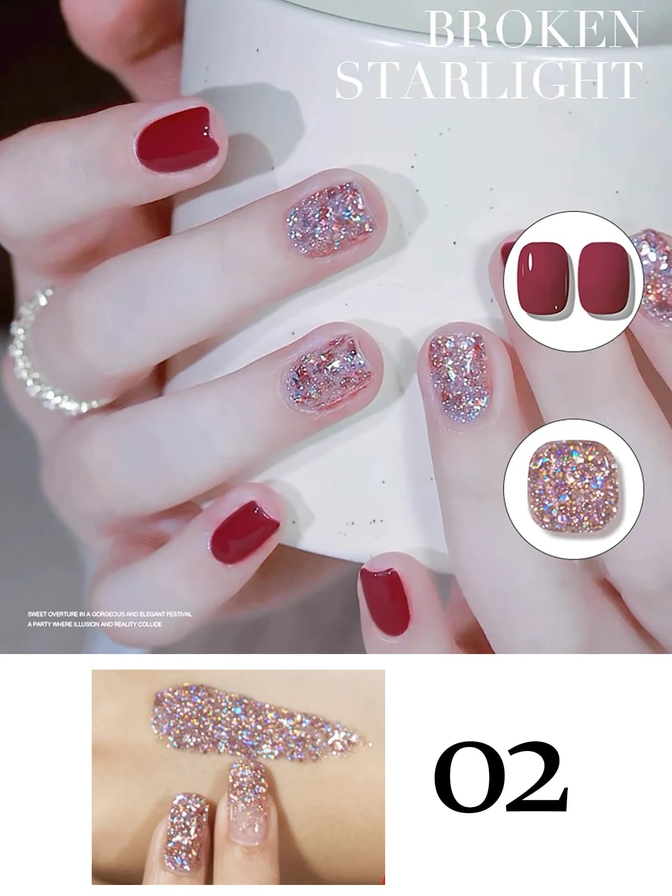 MIANEL 1 pz 12ML Smalto Gel Glitter Diamantato Effetto Ghiaccio, Set Piccolo, Fine e Denso, Sette Colori, Gel Polish con Paillettes Effetto Sbiancante