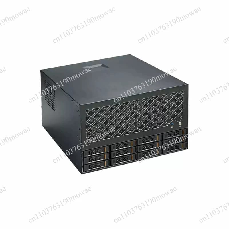Chassis NAS a 12 dischi per montaggio a rack, server di archiviazione con supporto per schede ATX a raffreddamento a liquido a 360 gradi, alimentatore ATX e slot per schede a piena altezza